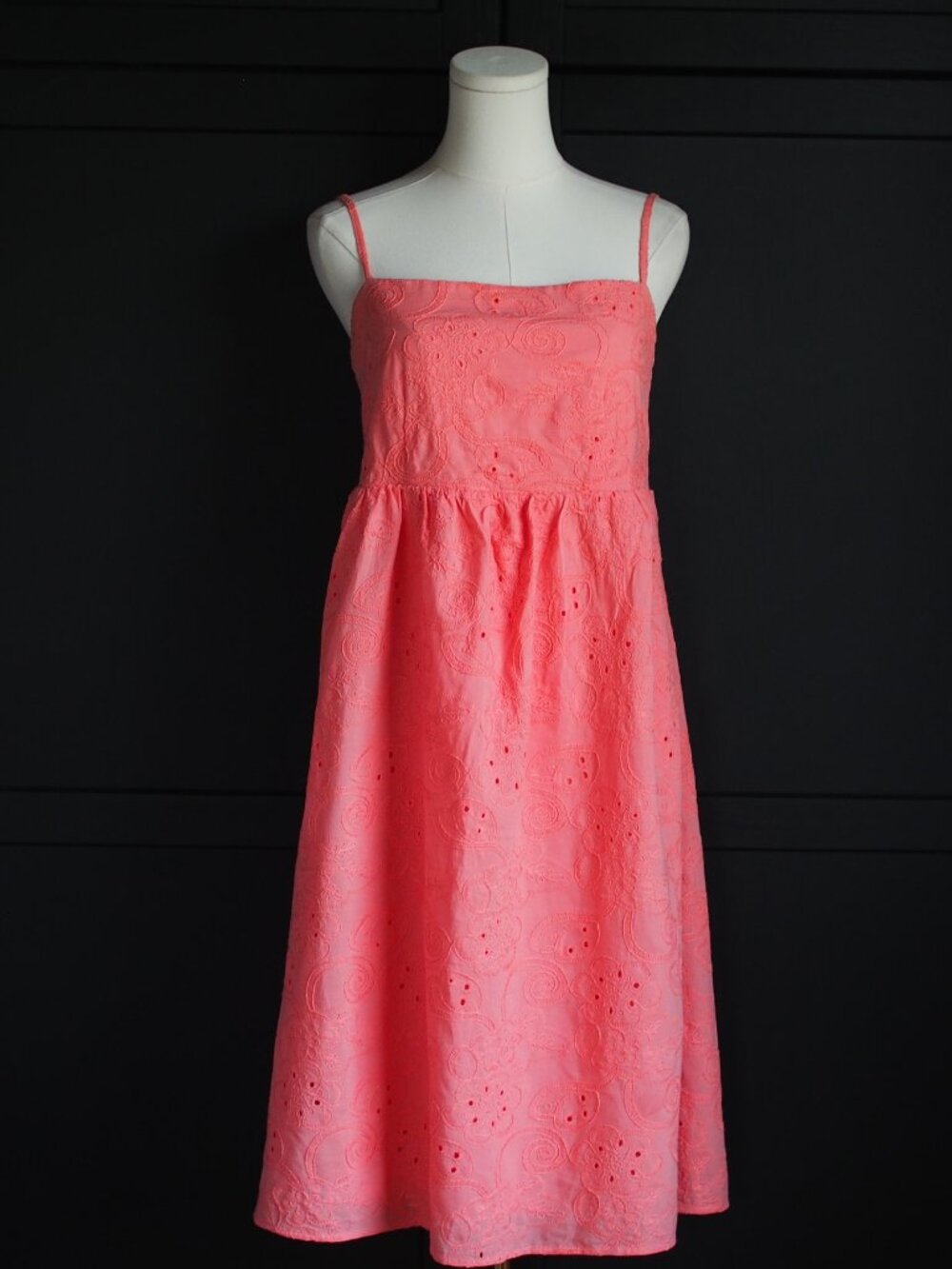 Nanette Lepore | Cotton Flamingo Coral Smocked Back Eyelet Dress